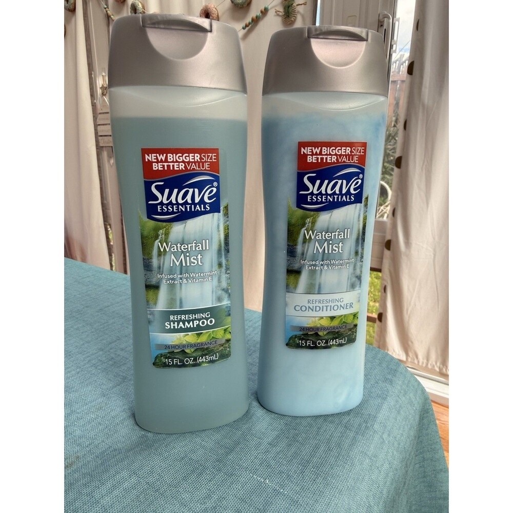 Suave Essentials Waterfall Mist Refreshing Shampoo & Conditioner Vitamin E, 15oz